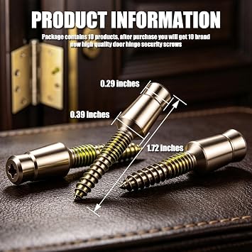 Door Hinge Security Screws, Door Pins, 1.75 x 0.38 x 0.38 Inches, 10-Pack | Tamper Resistant Door Hinge Pins, Security Fittings,Screw Studs