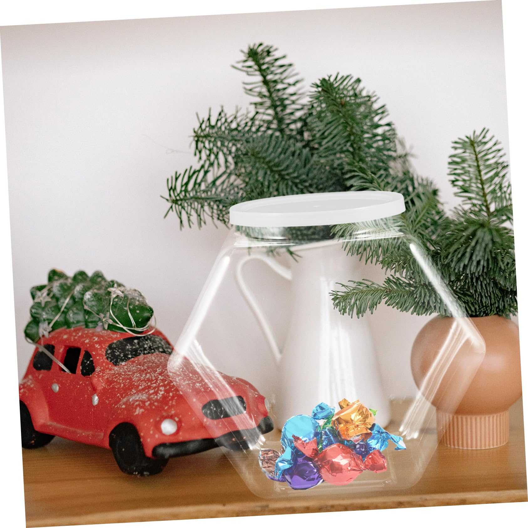 INOOMP Barattoli Esagonali Bianco 3800ml, 2 Pezzi in Plastica per Dolci
