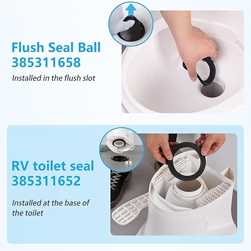 Miniatura 3 de Sello de inodoro RV con kit de accesorios de montaje para Dometics 300 310 320 RV WC Reemplazo para inodoro 385311658 y sello de base de inodoro