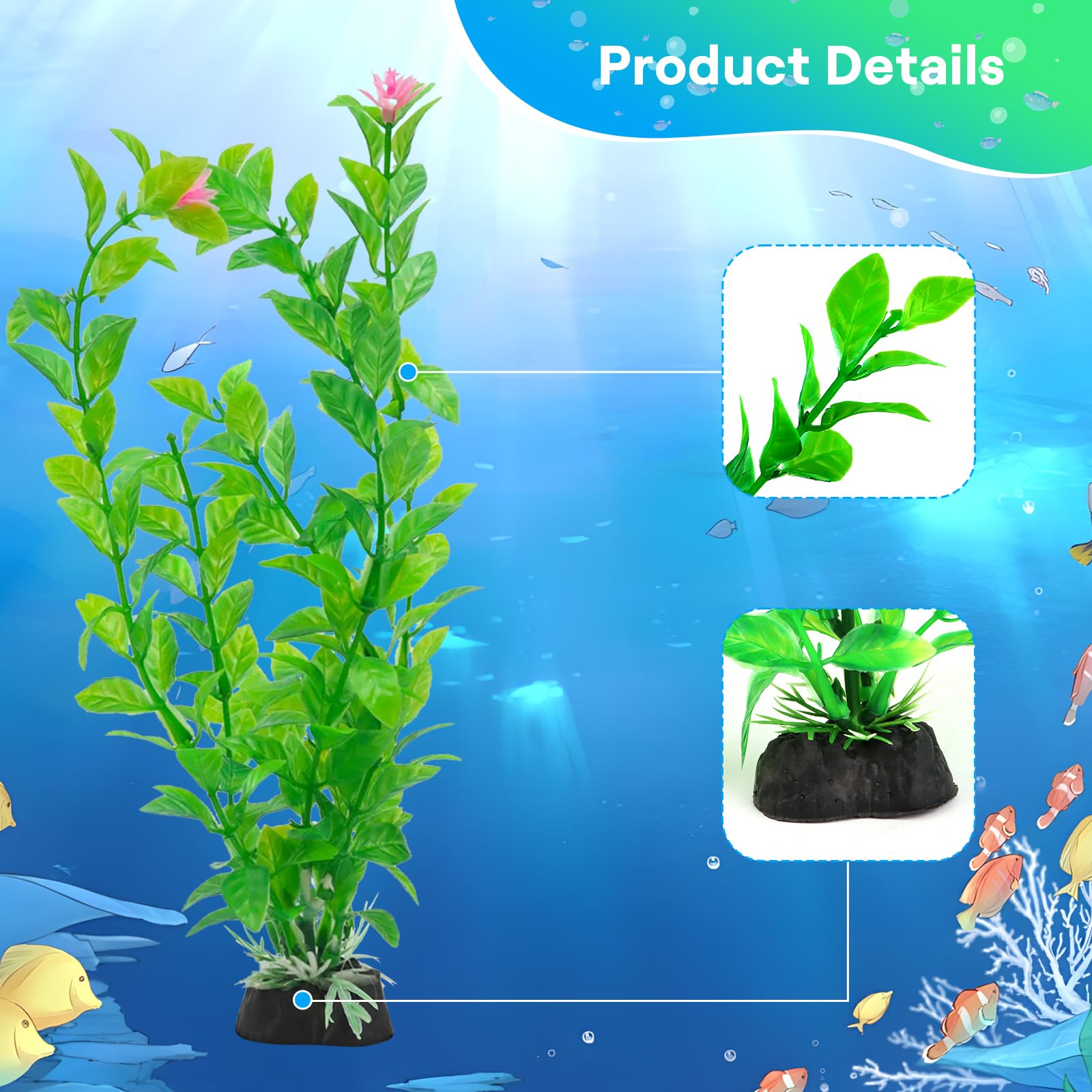 10 Pièces Decoration Aquarium Decoration Plante Aquarium Artificielle Aquarium Plante Artificielle Terrarium Plante D'Ornement Vert