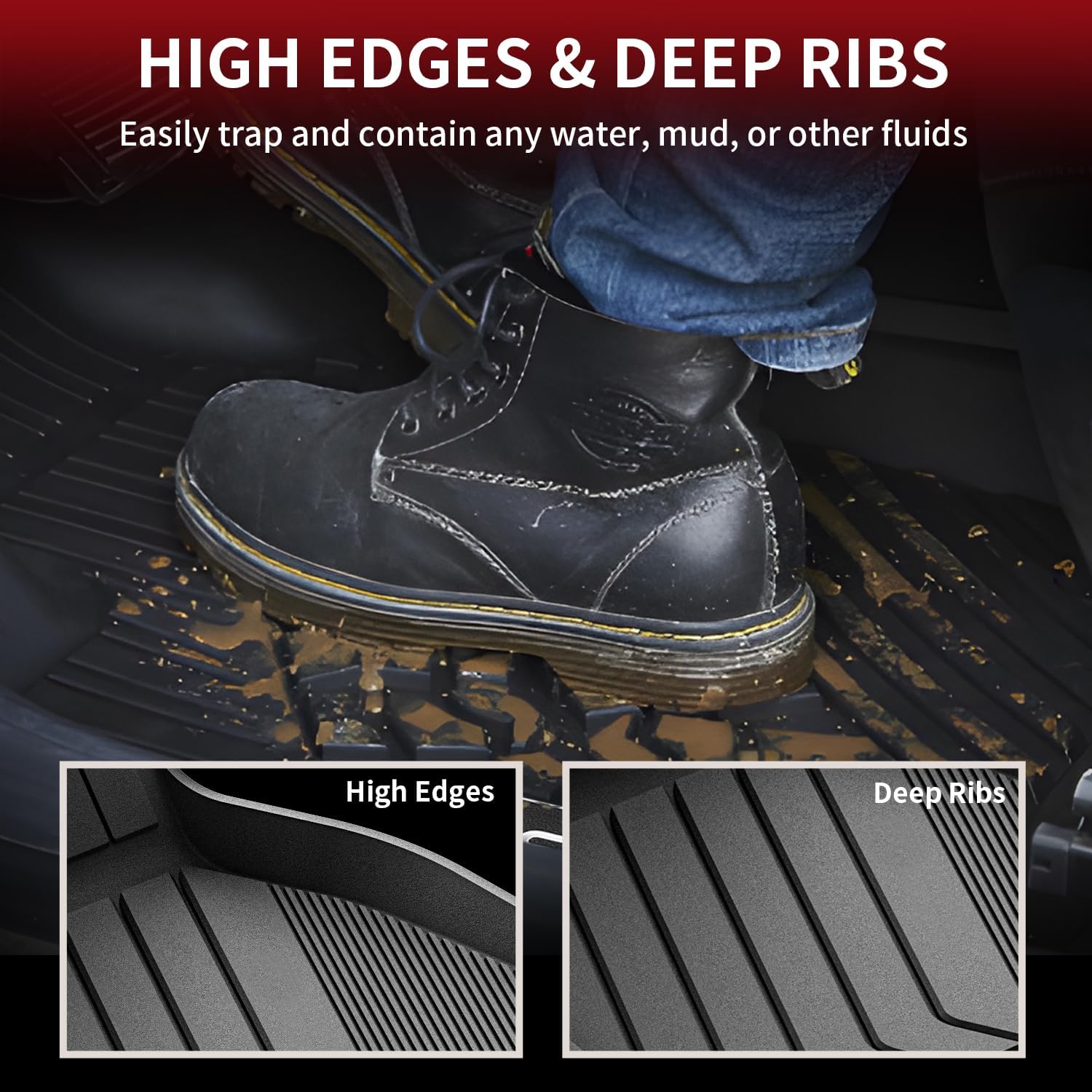 LASFIT Floor Mats & Trunk Mat for BMW X5 New 2019-2024 2025 2026, All Weather Floor Liner TPE All Weather Custom Fit Floor Liner 1st&2nd Row Full Set Car Mats and Cargo Liner, Black