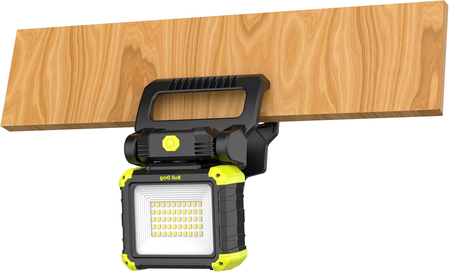 Bull Dog 11446 Portable LED Work Light, 1200 Lumens, Clamp Mount, Black/Yellow