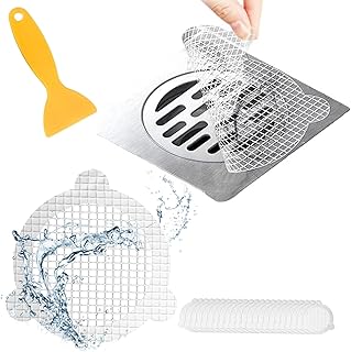 Disposable Shower Drain Hair Catcher, 3.54 Inches Round, 25 PCS | Stickers for Bath & Kitchen, For Human & Pet Hair, Mesh for Bathtub & Laundry, Drain Cover