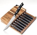 Alata 6-Piece Steak Knives Set with Block, 4.7 Inch with Serrated Edge Razor-Sharp Dinner Knives, Full-Tang Construction, Stainless Steel Steak Knife Set of 6