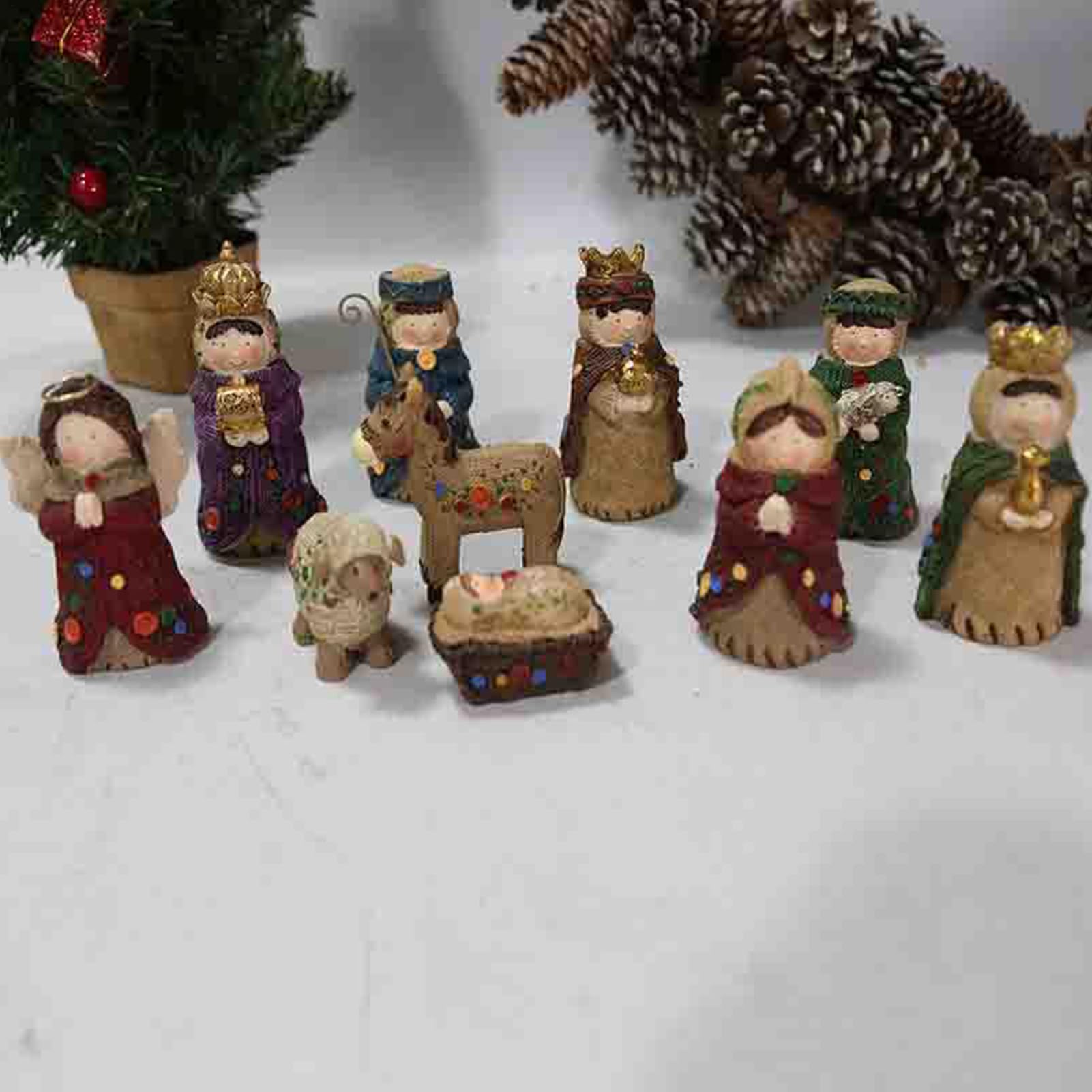 Krippe der Krippe für den Innenbereich - 10 Stück Figuren aus Harz | Statuen für die Krippenszene - für Innendekorationen zu Weihnachten im Haus auf Schreibtisch