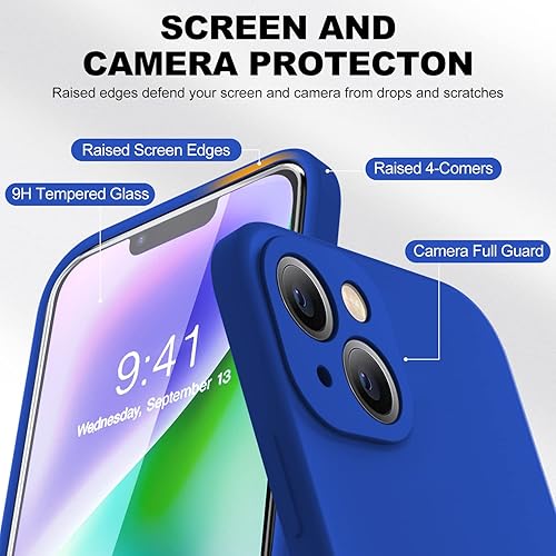 Miniatura 430 de BossKiss Funda compatible con iPhone 14 Pro, silicona mejorada [protección de cámara] [2 protectores de pantalla 9H], forro interior de microfibra