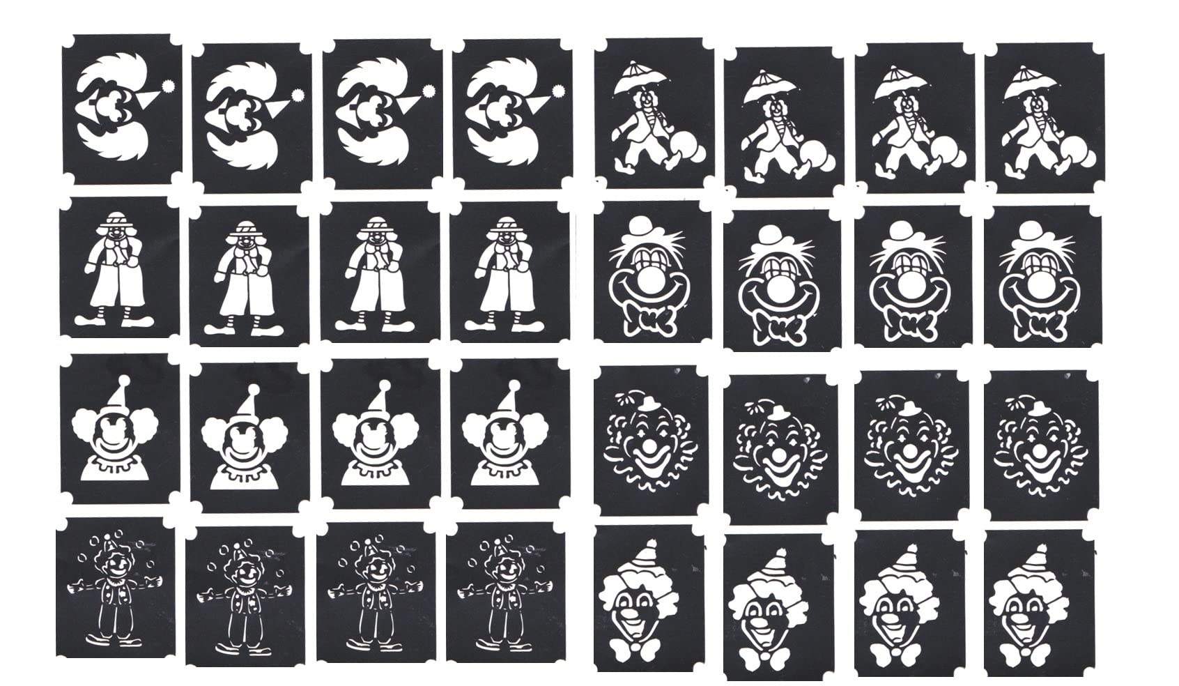 Kaz Creations Cute Clown Tattoo Glitter Airbrush Stencils Clown Circus Collection (Cute Clown Tattoo Glitter Airbrush Stencils)