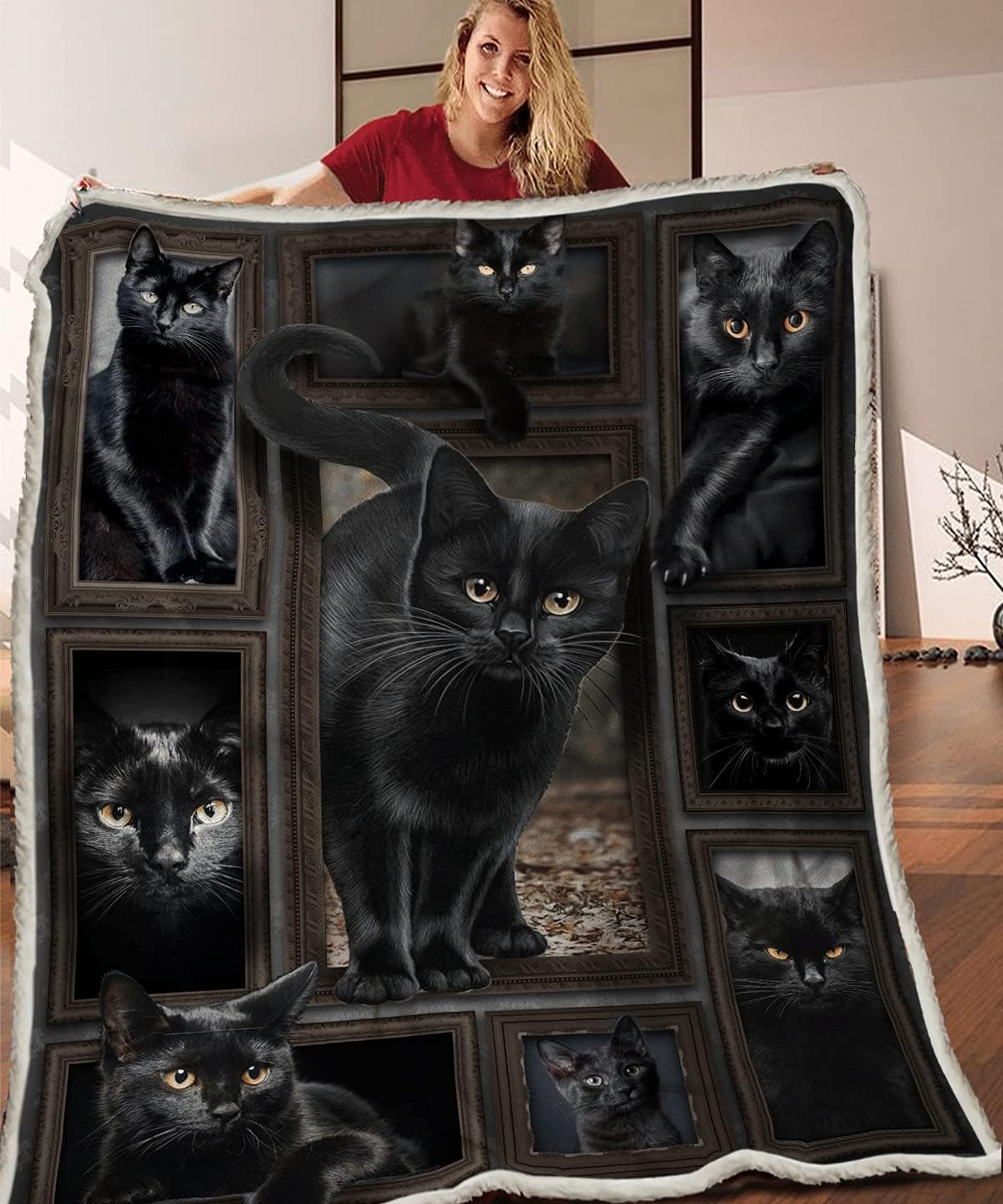 black cat fleece blanket