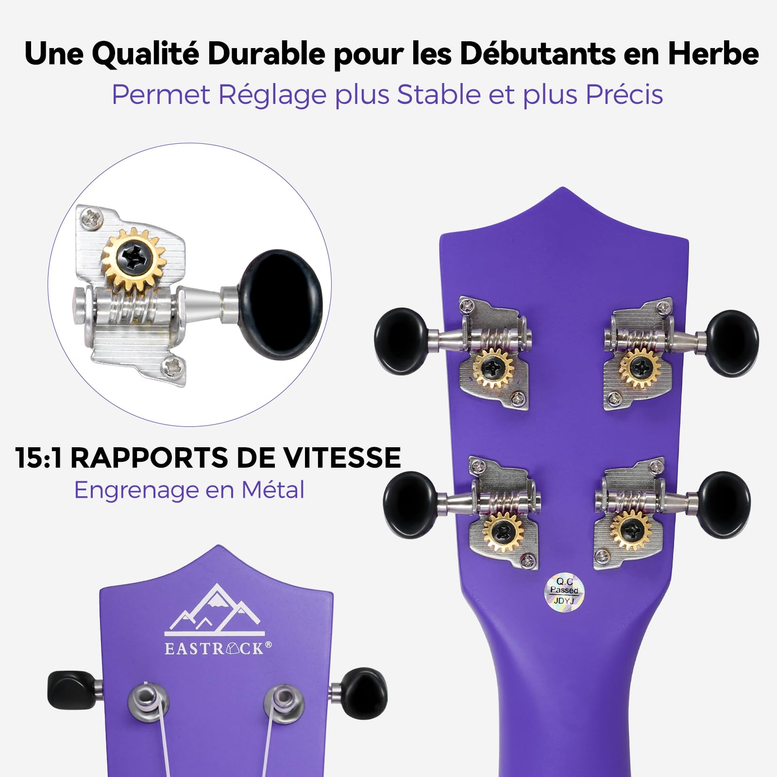 EastRock Ukulélé Soprano Débutants, Hawaïen Ukulele 21 pouces pour Adultes, Yukulele de Kit avec sac livret (Violet)