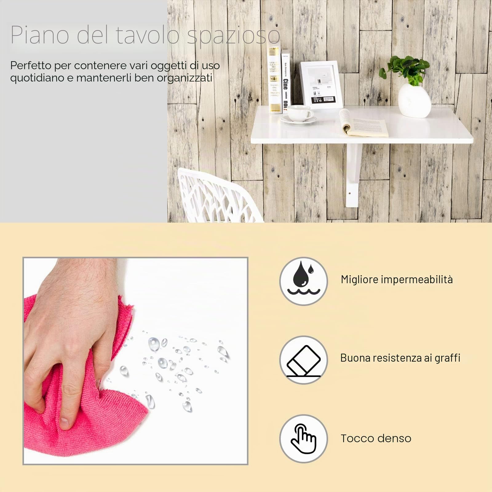 LIFEZEAL Scrivania Pieghevole da Parete (bianco)