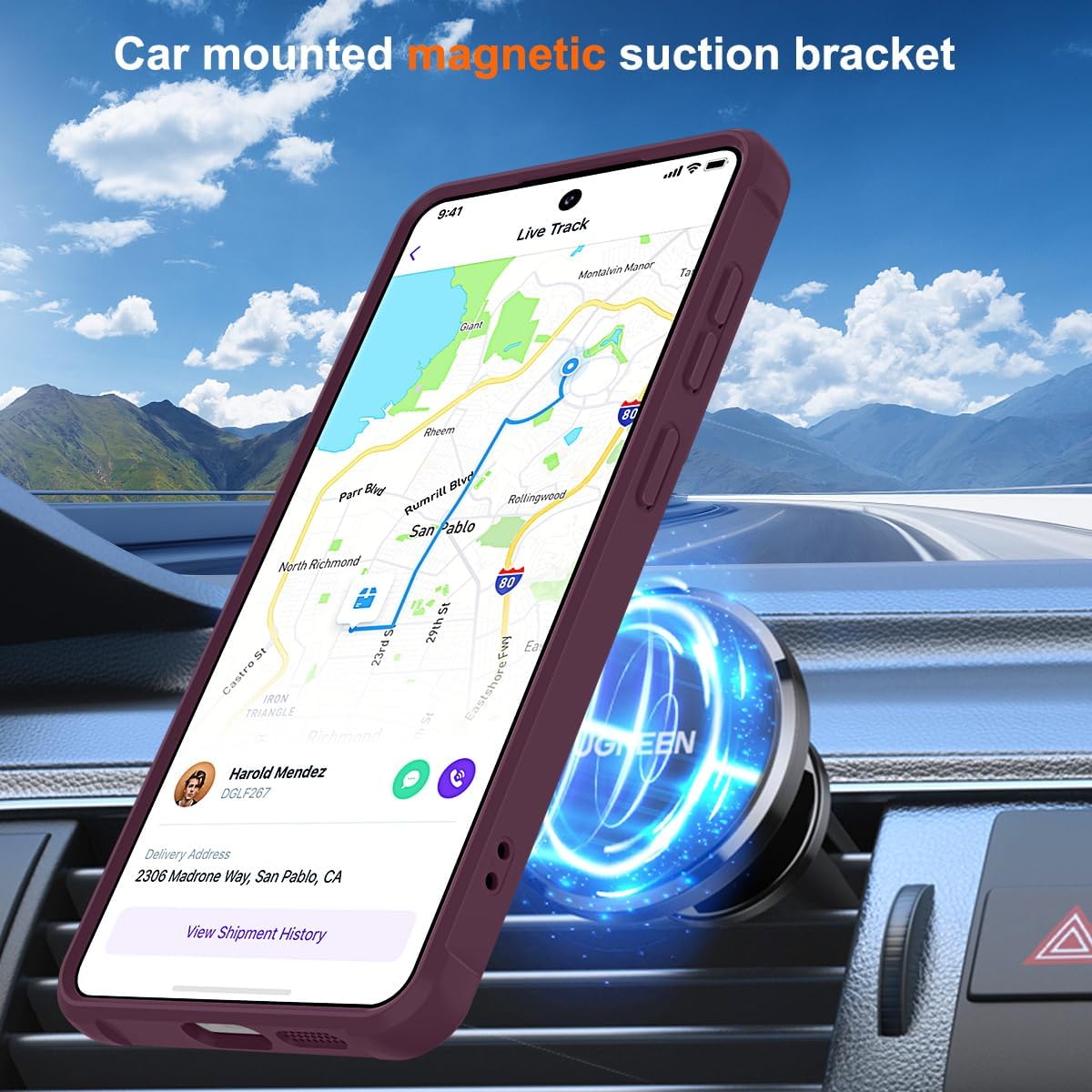 BAISRKE for Samsung Galaxy S26 Plus Case 6.7", 10ft Military-Grade Drop Protection, Magnetic O-Ring Stand, Compatible Mag-Safe, with Tempered Glass Screen Protector,Plum