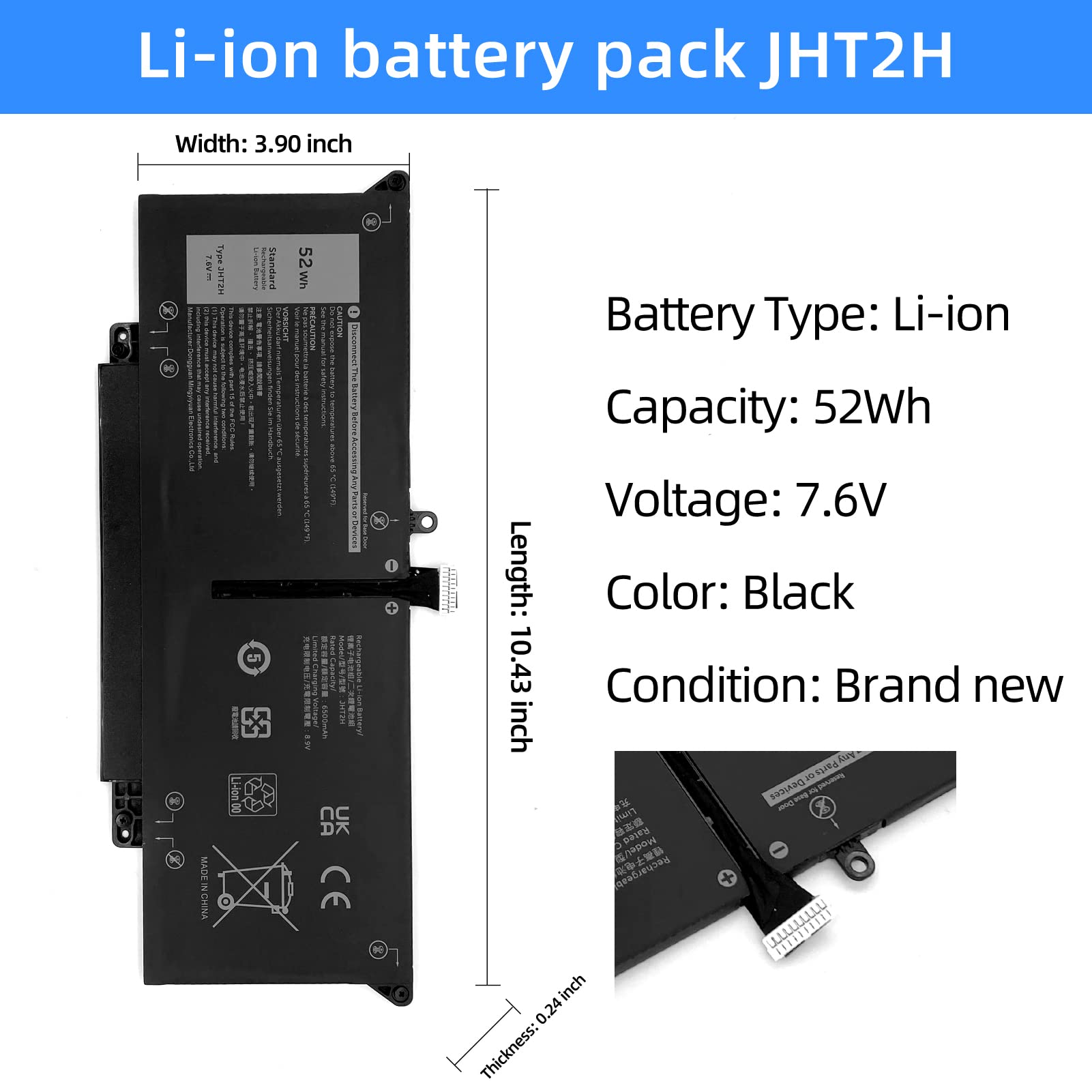 Amazon.com: NBULBL JHT2H 7.6V 52Wh Laptop Battery Replacement for