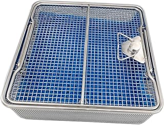 Cesta desinfección acero inoxidable,bandeja reutilizable for instrumental esterilizado,con tapa extraíble almohadilla silicona,ideal for laboratorios,instrumental hospitalario clínicas dentales(25x25c