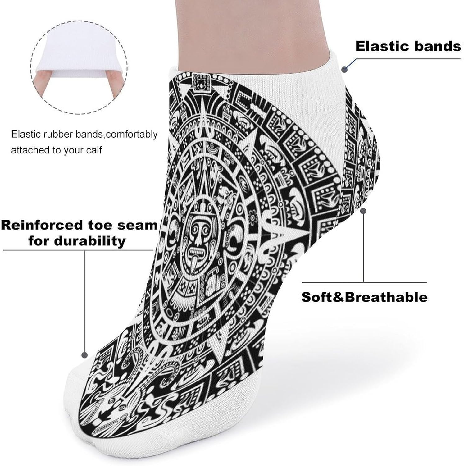 Mayan Calendar End of The World Ankle Socks for Men Women 5 Pairs