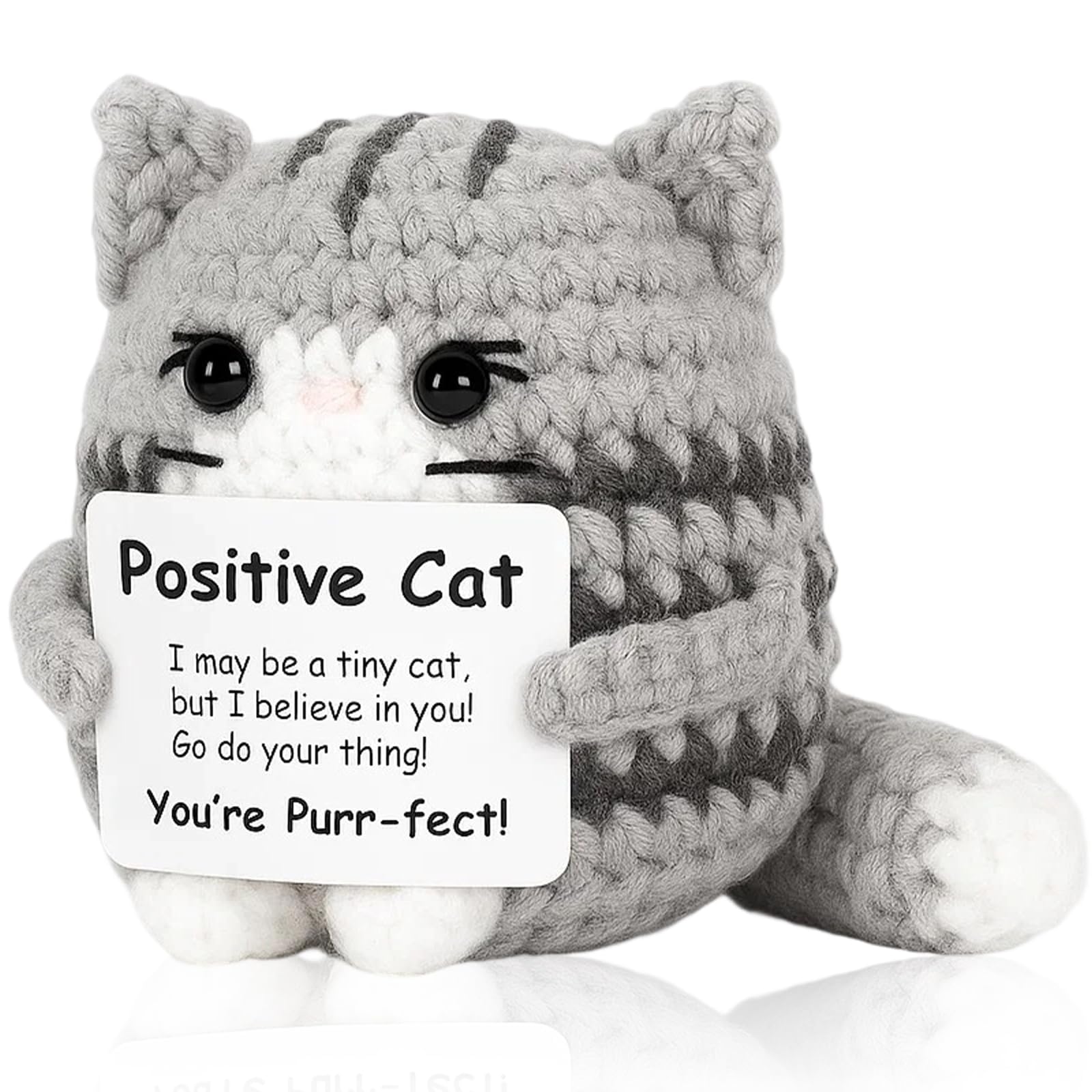 Crochet Toys, Handmade Cat Crochet Animals, Cute Crochet Gift for Home and Office Decor, Emotional Support Animal Toy, Cute Things for Study Table Desk Decoration (7x6 cm, Grey)-image-46