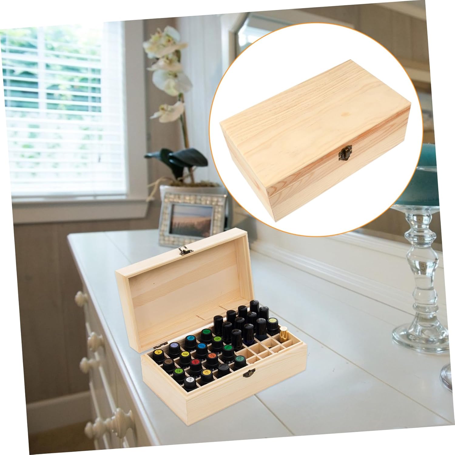 Wood Essential Oil Storage Case 36 Slots Compact Organized Oil Bottle Holder