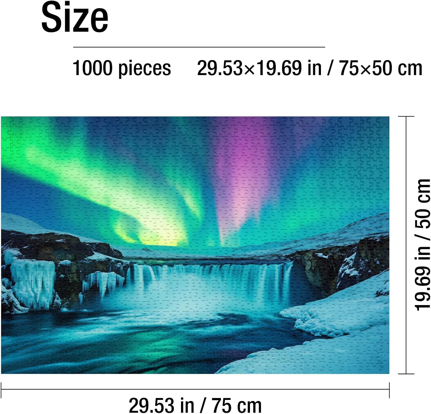 1000 Pieces Puzzle for Adults - Northern Lights Jigsaw Puzzles - Waterfall Landscape Challenging Puzzle for Family Game - Unique Gift for Puzzle Enthusiasts & Home Decor - 20.5 X 15 in