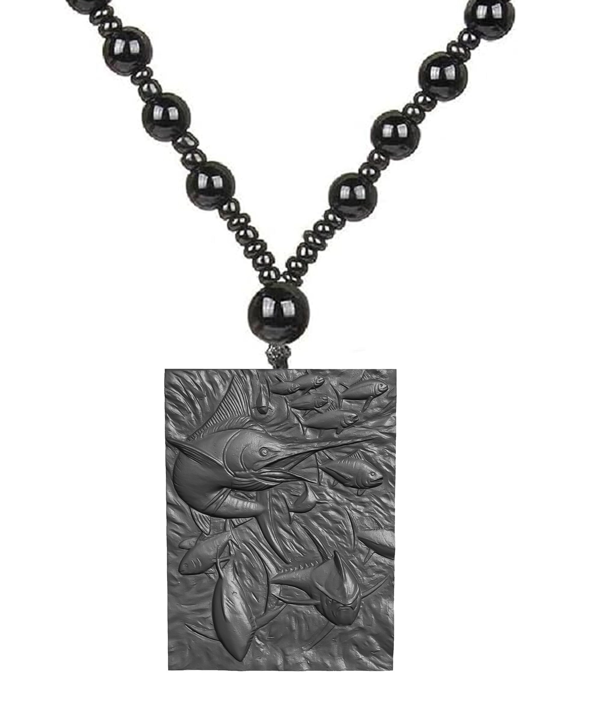 Koi Fish Pendant Necklace for Men Women Black Aquatic Theme Handmade Jewelry Charm Zen Inspired Jewelry Symbol of Perseverance and Inner Strength with Stylish Beaded Chain Gift for Birthdays-image-31