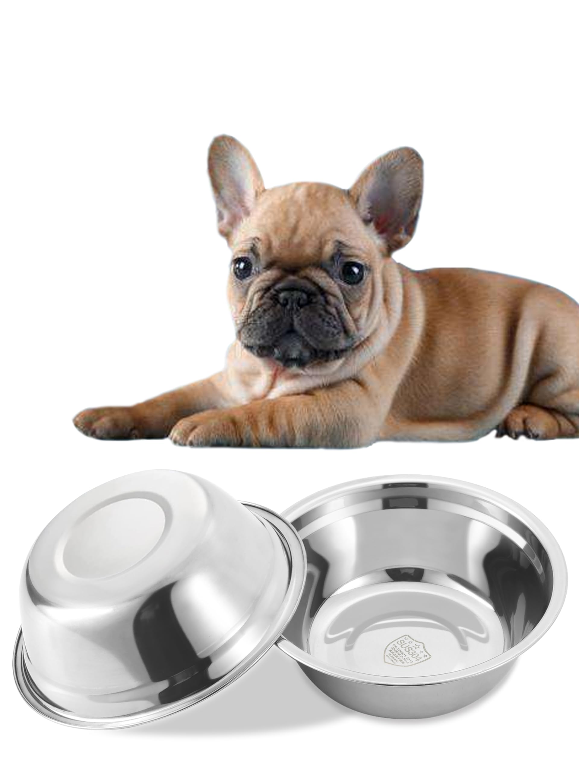 VENTION Stainless Steel Small Dog Food Bowls, Set of 2 Outer Dia. 7.8 in Replacement Dog Bowls for Raised Station(4 Cup)