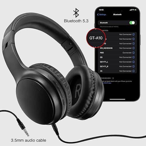 Miniatura 7 de SN-A2 - Auriculares inalámbricos Bluetooth con micrófono, auriculares ligeros en la oreja, graves profundos, Bluetooth 5.3, tiempo de reproducción