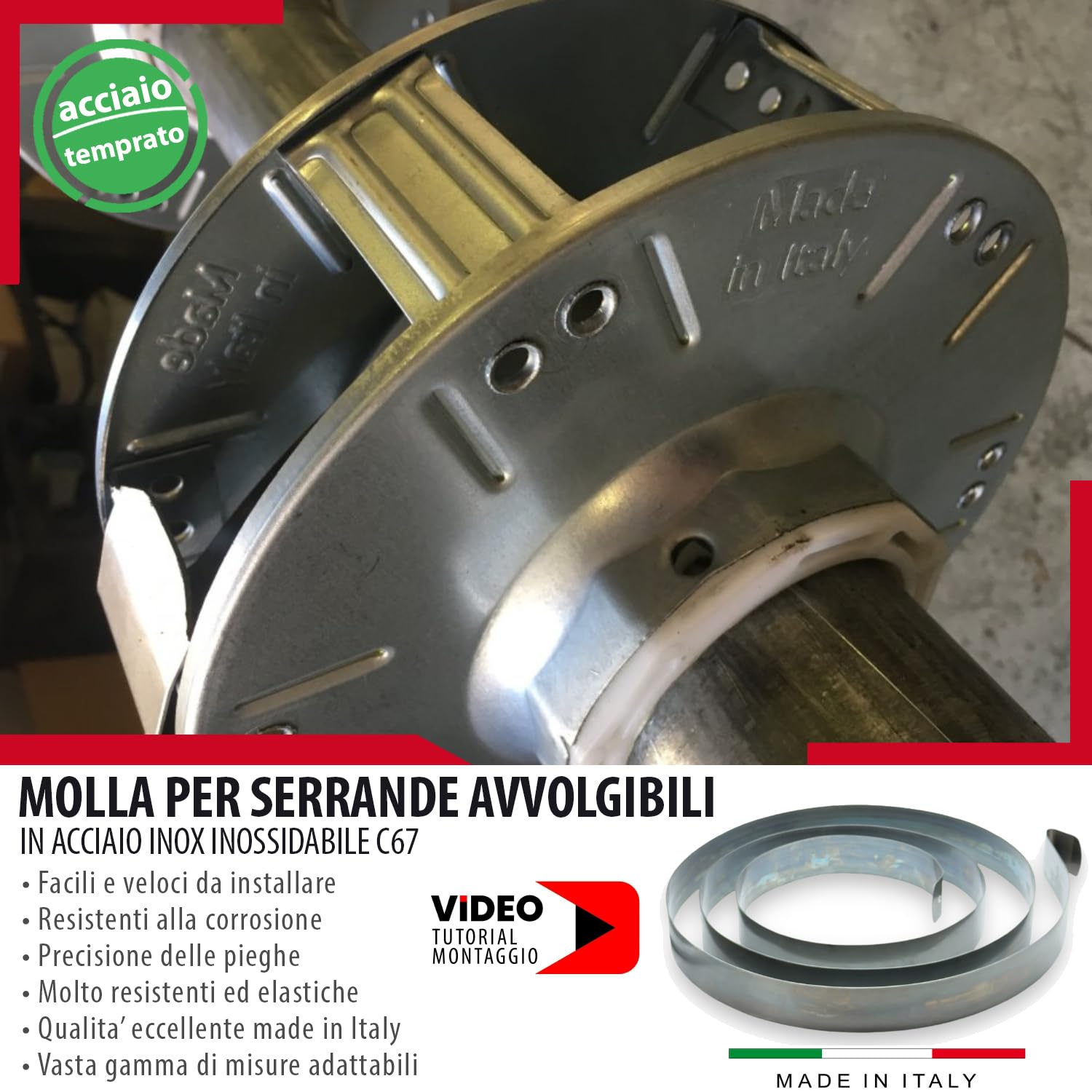 Molla per Serranda Avvolgibile in Acciaio Temprato C67 - Molle per Serrande Saracinesca Garage di alta qualità in varie misure (55x1.2mm L350cm)