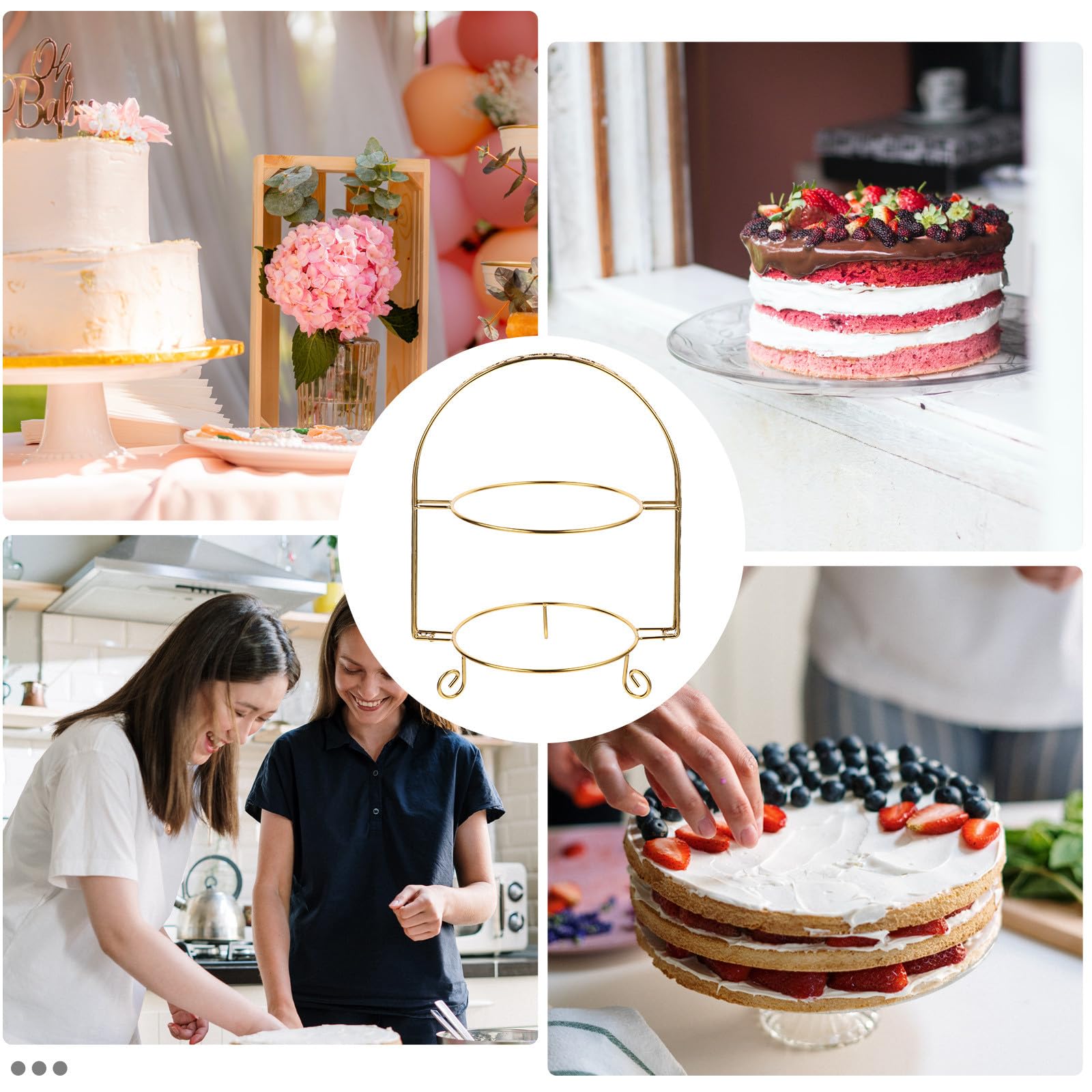 Alzatina Porta Torte Stile Europeo a 2 Livelli in Ferro per Torte Elegante per Esposizione Dolci Feste e Matrimoni