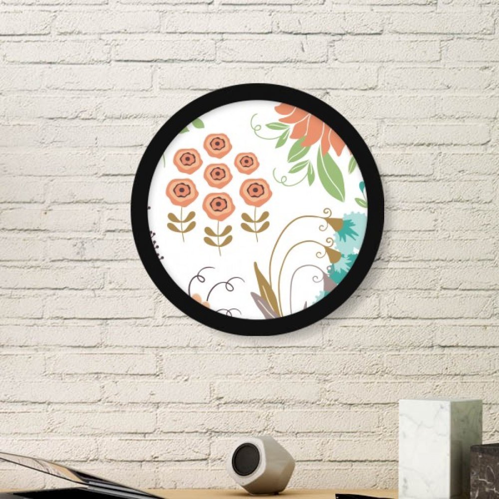 Peinture de fleur vert orange en cadre rond noir pour votre décoration de salon