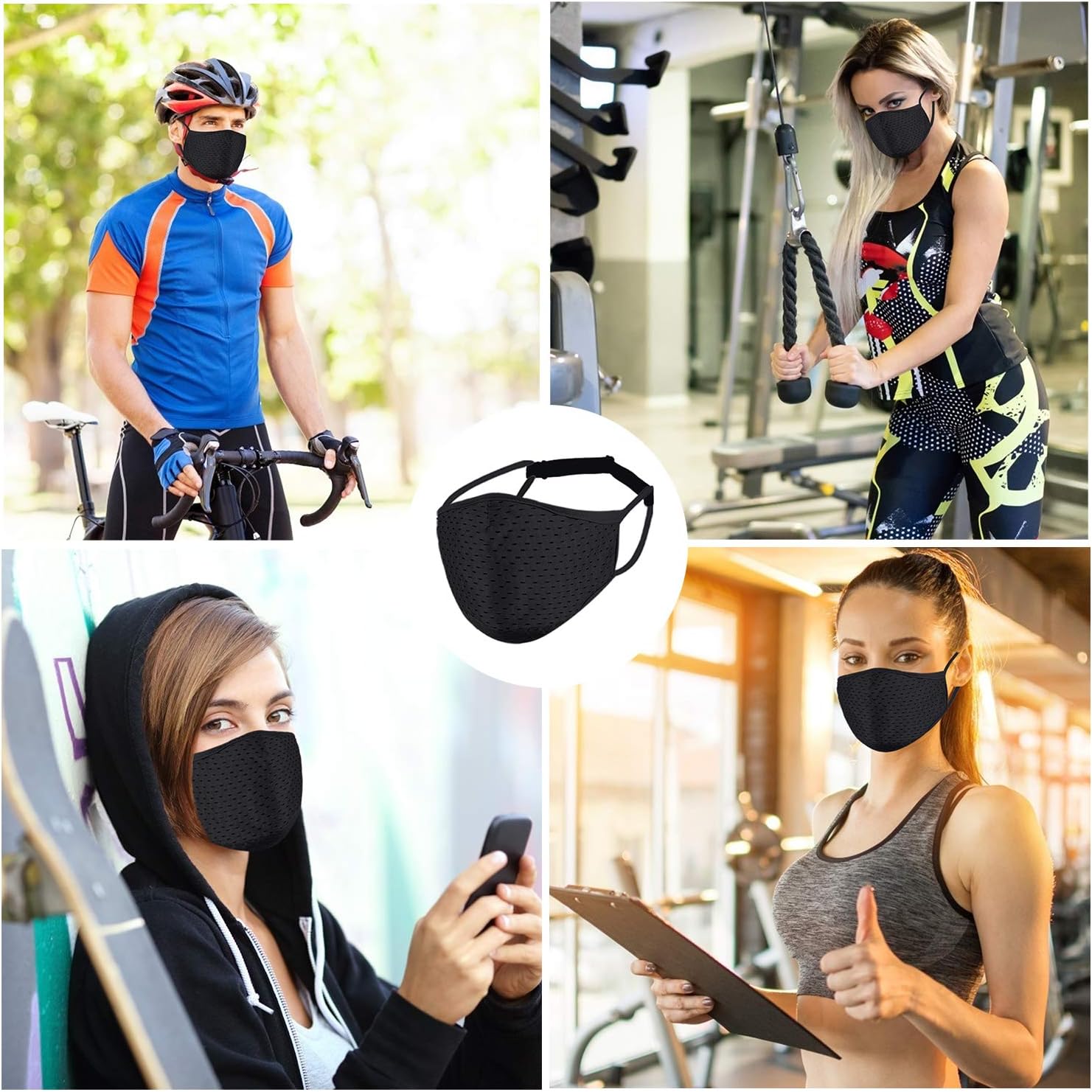 Sport Face Mask Black Breathable Athletic Exercise Women Men Blue Grey Gym Cotton Adult Summer Washable Reusable Riding Running Campaign Cloth Mascarillas Cubre Bocas Tapabocas Adjustable Gaiter