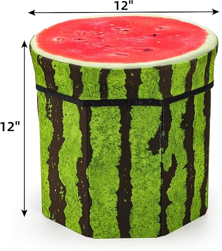 Miniatura 3 de Paquete de 3 taburetes de almacenamiento de frutas, taburete otomano plegable de 12 x 12 pulgadas con cojín de espuma, baúl de almacenamiento