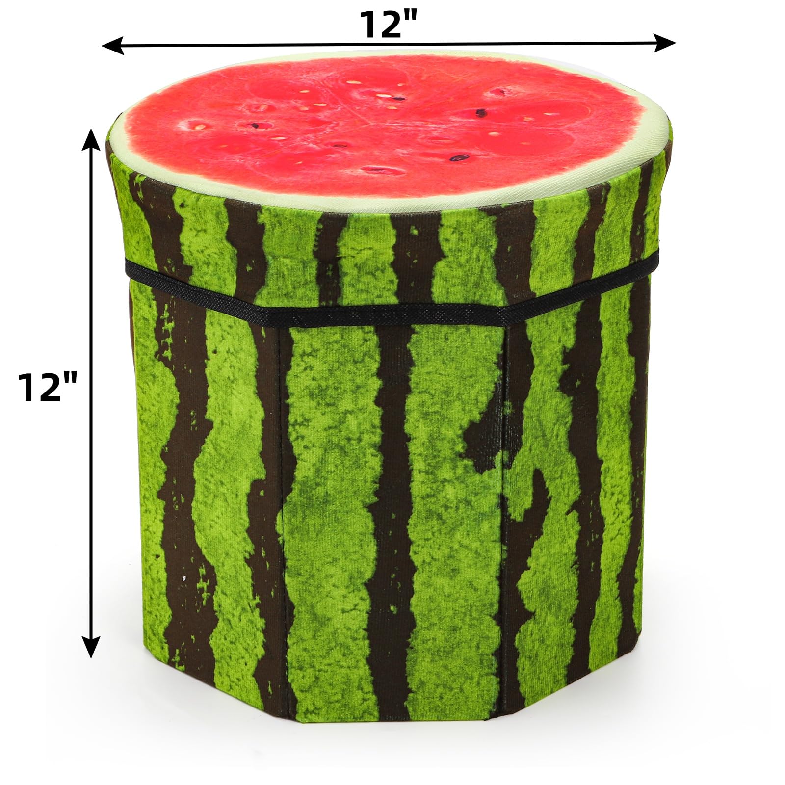 Covzoe 3 Pack Fruit Storage Stool, 12 x 12 Inch Folding Stool Ottoman with Foam Cushion, Collapsible Storage Seat Chest, Creative Organizer Stools Box for Patio Foot Rest