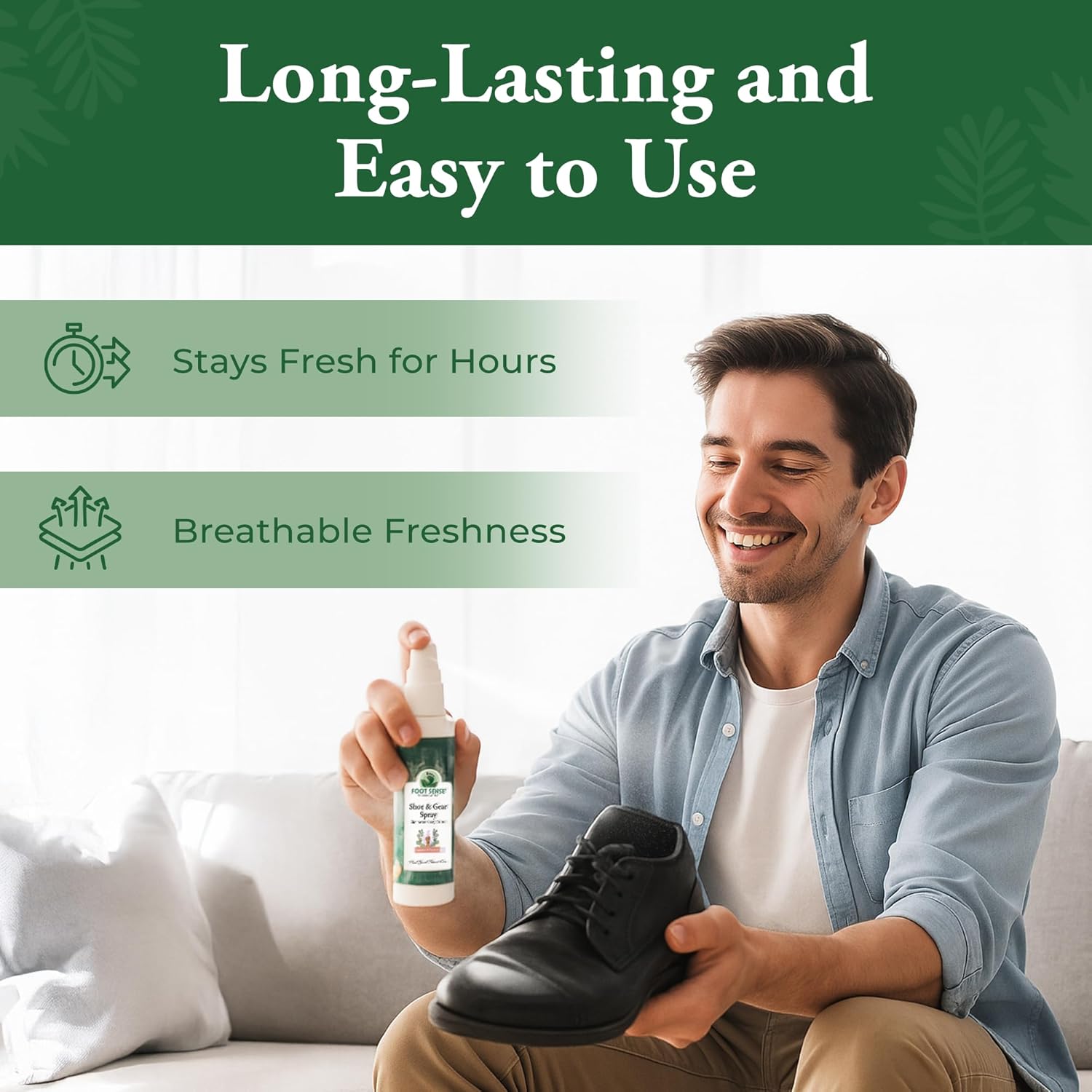 Foot Sense – Shoe Deodorizer & Foot Spray – Natural Foot & Shoe Odor Eliminator for Smelly Feet, Shoes & Sports Gear, Long-Lasting Refreshener for Adults & Kids – 5oz - Image 5