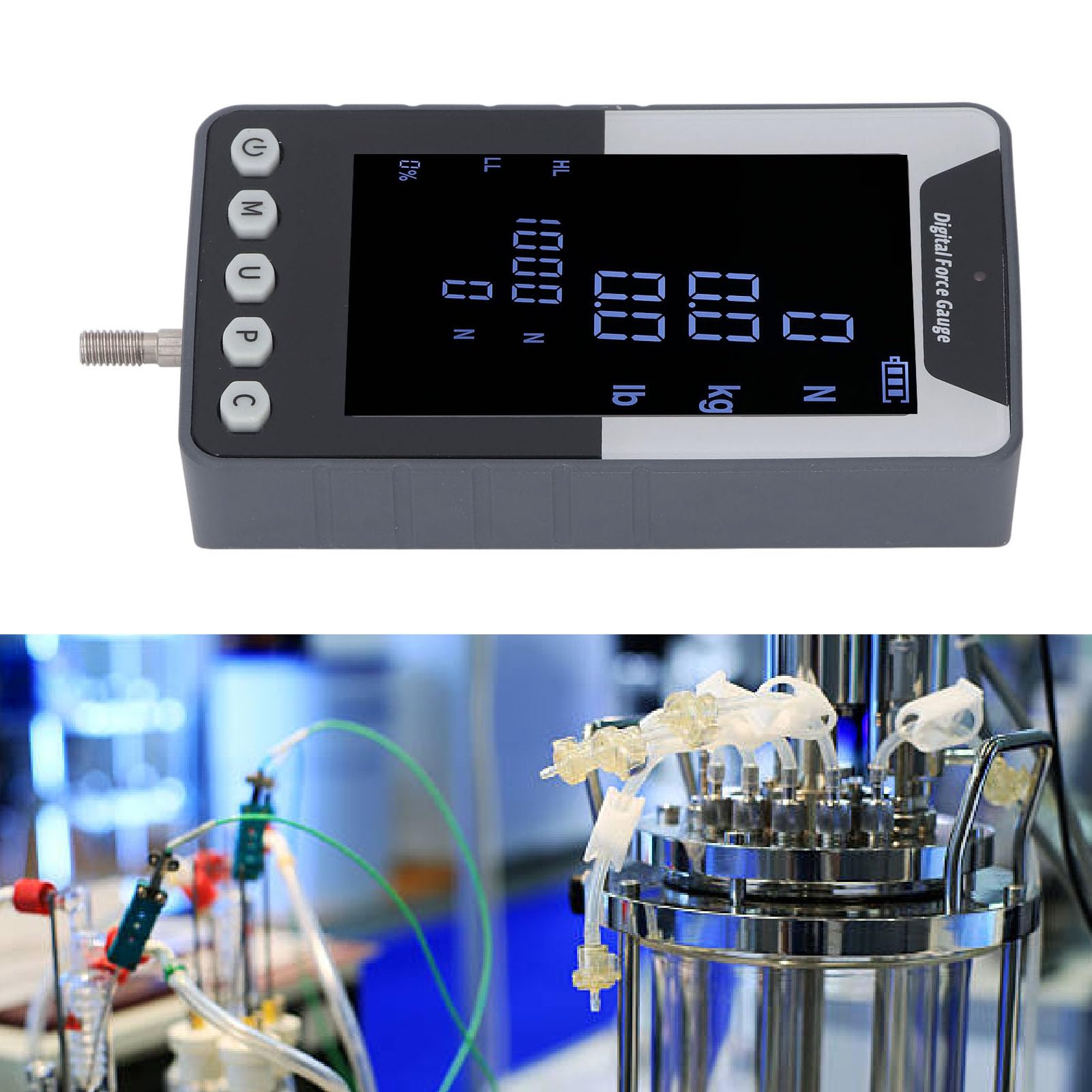 Digital Push Pull Force Gauge 1000N 100Kg 220lb Lb Digital Dynamometer Force Meter for Testing Works (US Plug)