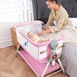 Baby Bassinet, Rocking Bassinet with Waterproof Sheets, 3 in 1 Baby Bassinets Bedside Sleeper 6 Height Adjustable Bedside Bassinet for Newborn(Grey)