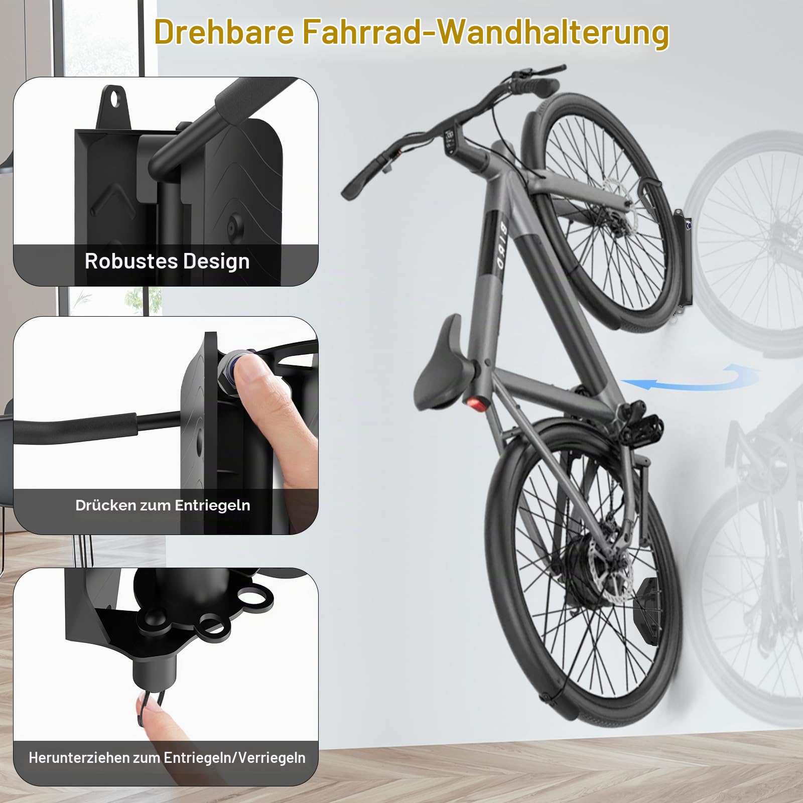 Fahrrad Wandhalterung, Fahrradträger Vertikal 32kg Tragkraft