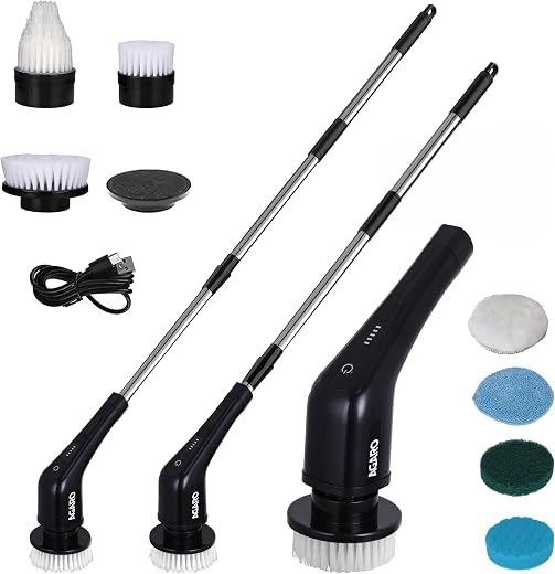 AGARO Royal Electric Spin Scrubber, Cleaning Brush Scrubber for Home, 400RPM/Mins - 8 Replaceable Brush Heads - 90Mins Wor...