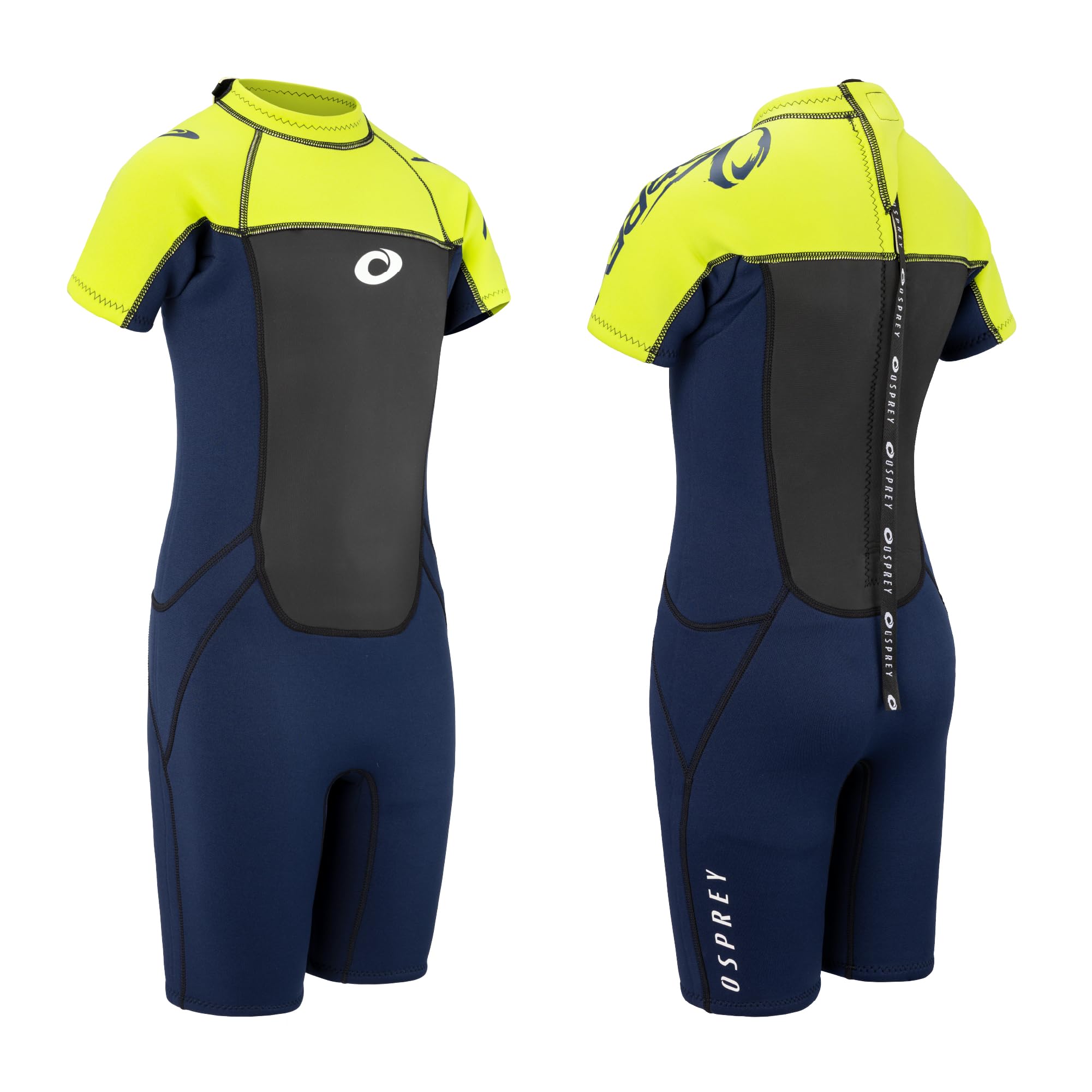 Osprey Origin 3mm Wetsuit, Kids Shortie Summer Wetsuit, Boys and Girls Short Sleeve Wetsuit Neoprene, XXXS, Yellow