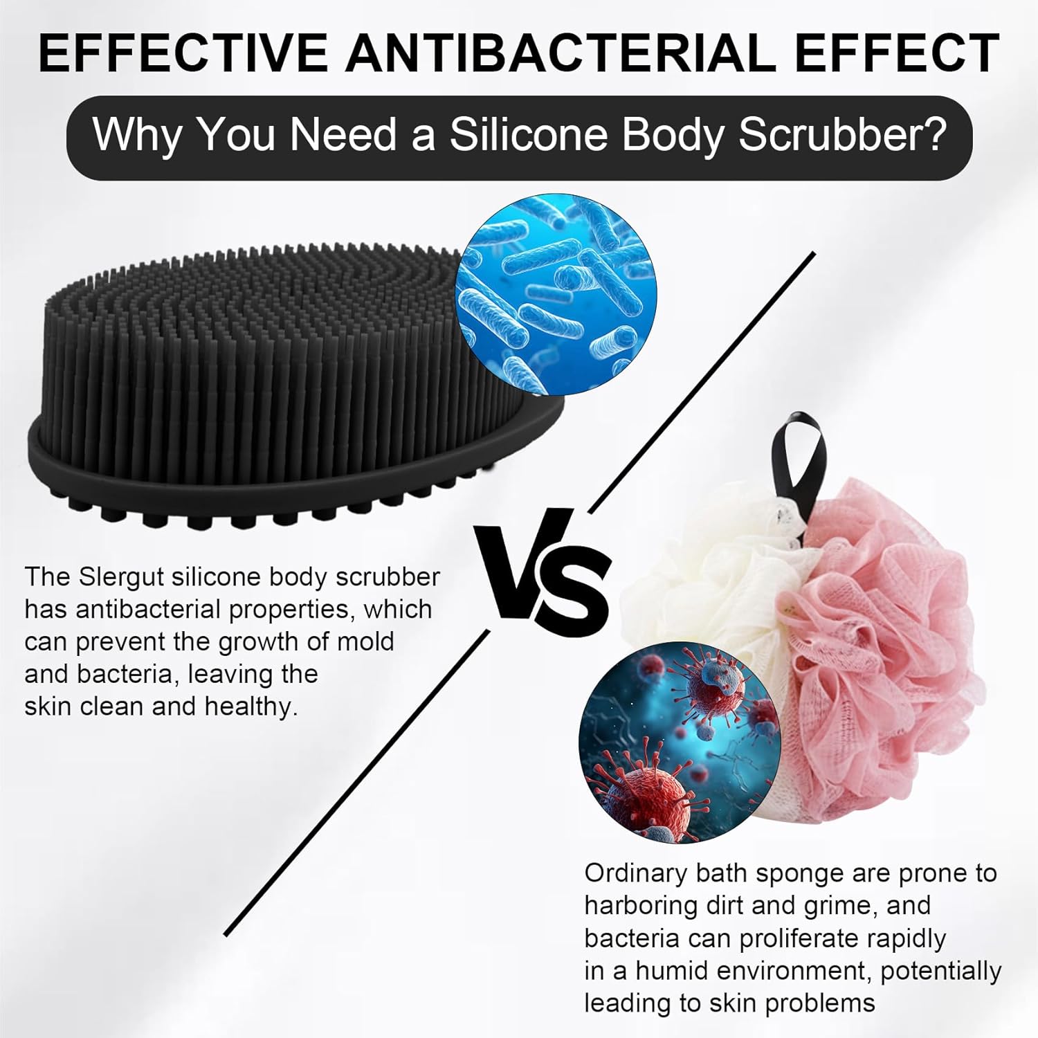 Soft Silicone Body Scrubber, 2 PCS Exfoliating Silicone Loofah, Body Scrubber Shower Brush Exfoliating and Massage 2 in 1, Bath Shower Brush for Cleaning Sensitive Skin Kids Women Men, Lather Well - Image 2