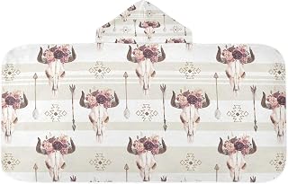 LI ZHI XIN Toallas de baño para niños y niñas, con capucha, diseño de dibujos animados, para niños y niñas, diseño de calavera, cuerno, adorno de flores, color blanco