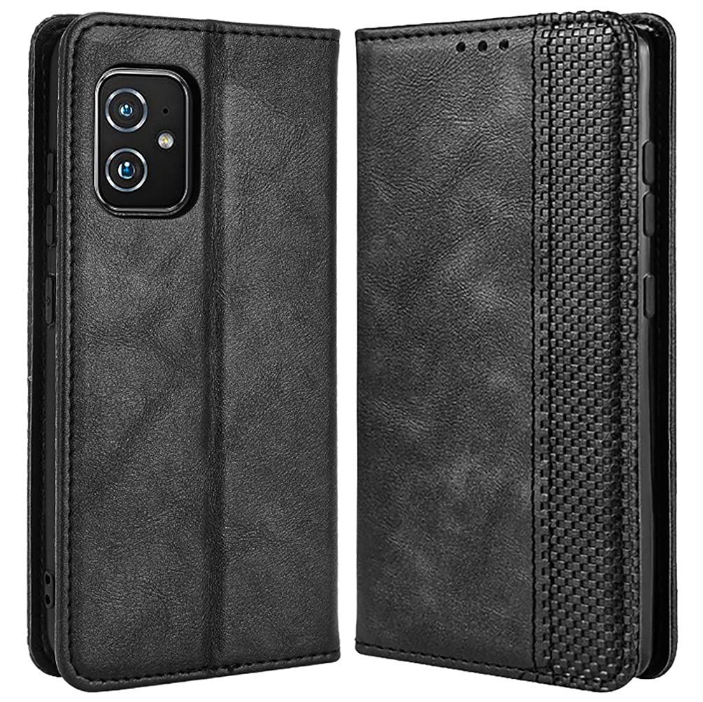 DOINK Cover in retrò Pelle per ASUS Zenfone 8 (ZS590KS), Premium Custodia in Portafoglio con Slot per Schede e Contanti - Blu
