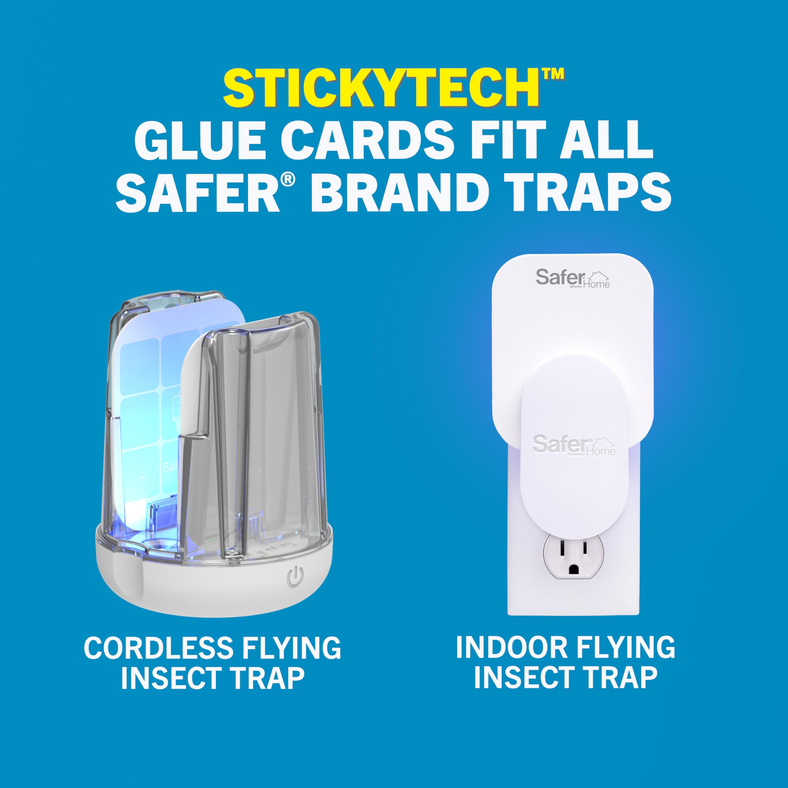 Safer Home Catch - Trappola wireless per insetti volanti a 360°, luce LED UV, senza sostanze chimiche, batteria ricaricabile da 10 giorni, trappole efficaci per mosche di frutta per interni, trappole