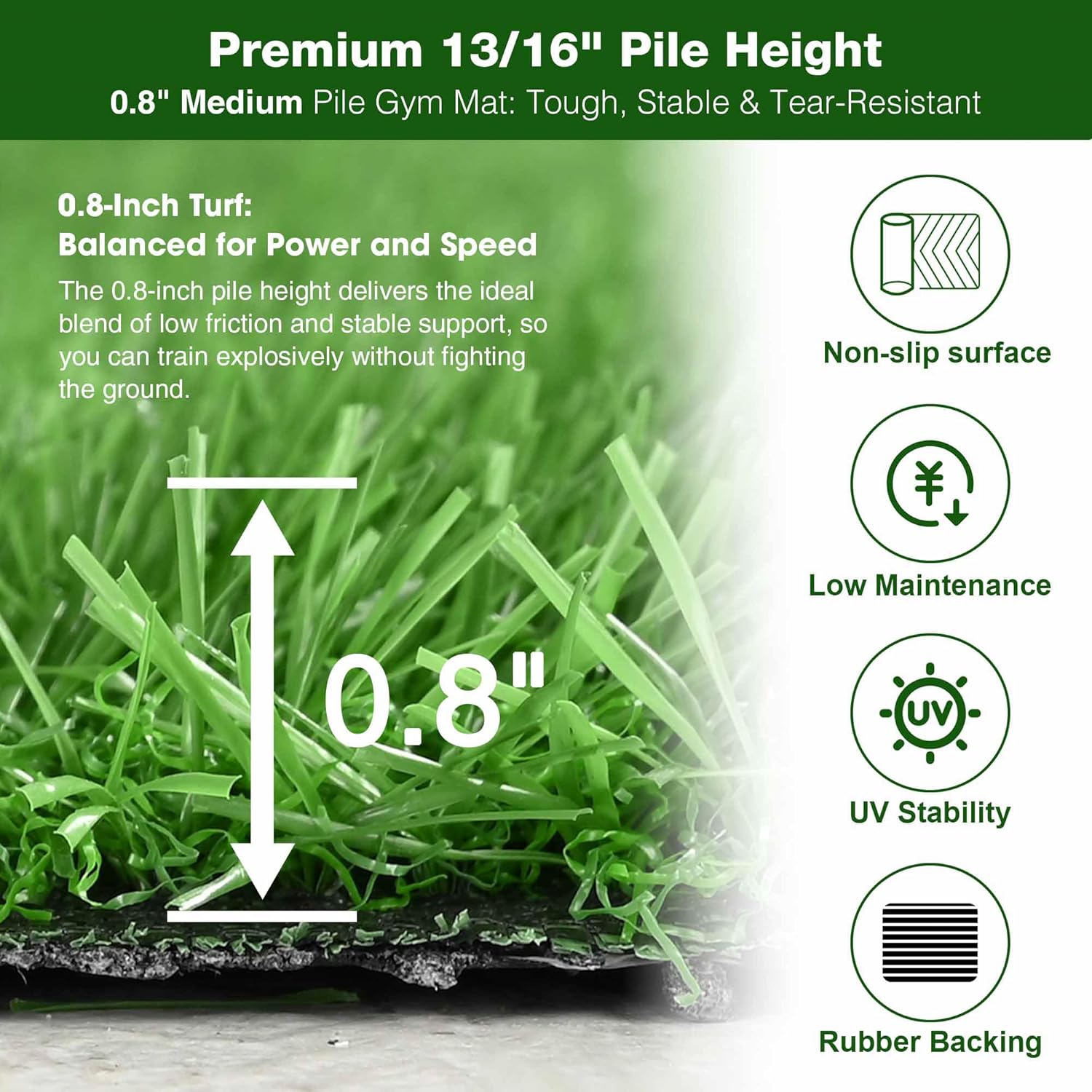 Yescom Batting Cage Synthetic Turf Field Artificial Grass Rug for Indoor Batting Tunnel Baseball & Softball 0.8" Pile Height(500Sq.Ft-50'x10')