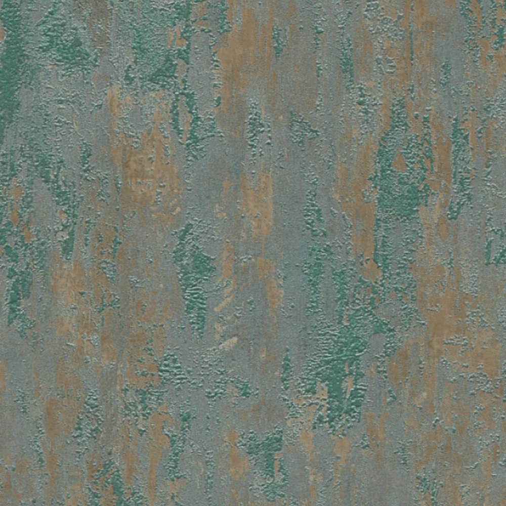 Yöl Sample Havana Green Distressed Industrial Metallic Wallpaper Paste The Wall
