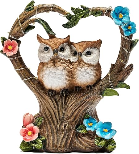 Decoración de pájaro de búho con luz solar de resina, un acento impresionante para tu paraíso al aire libre (búho)