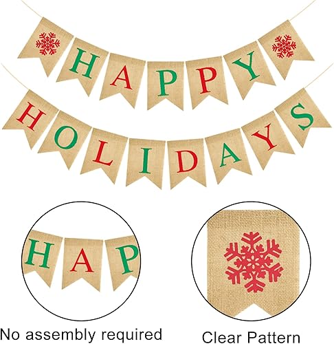 Miniatura 3 de jijAcraft Cartel de Navidad premontado, cartel de Navidad de arpillera para la repisa de la oficina en casa, decoración de interiorexterior, letrero