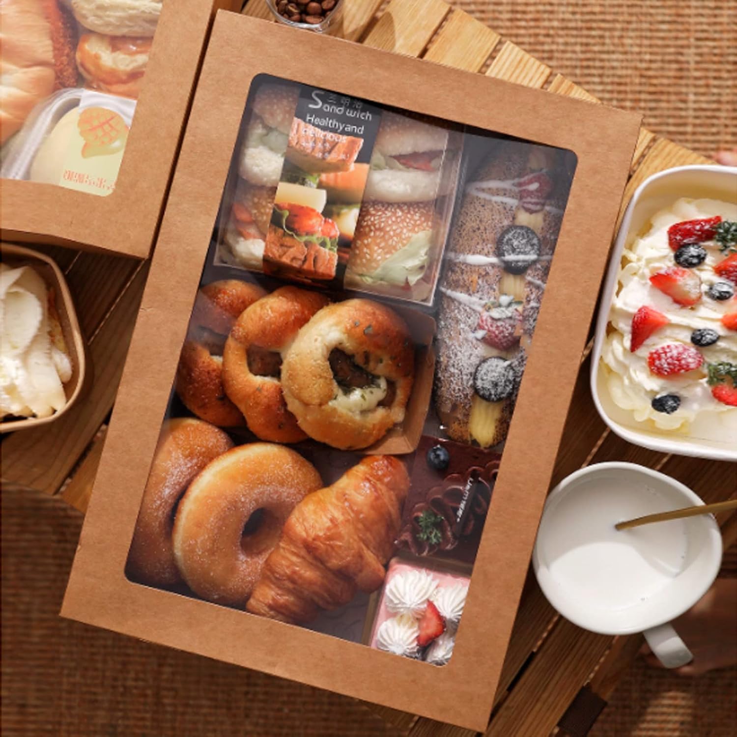 Heavy Duty Cardboard Pastry Boxes, Charcuterie Board Boxes with Lids 10PK, Disposable Catering Serving Platters for 5-8 People, Sturdy Takeout Containers for Picnic & Food To-Go 15"x10"x3.5"