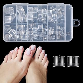 240 PCS Toe Tips Gel X, Full Cover Press on Toenails, Acrylic Square Shape Matte Clear Gel Toe Nail Tips for Salon and Home DIY Manicure, 12 Sizes