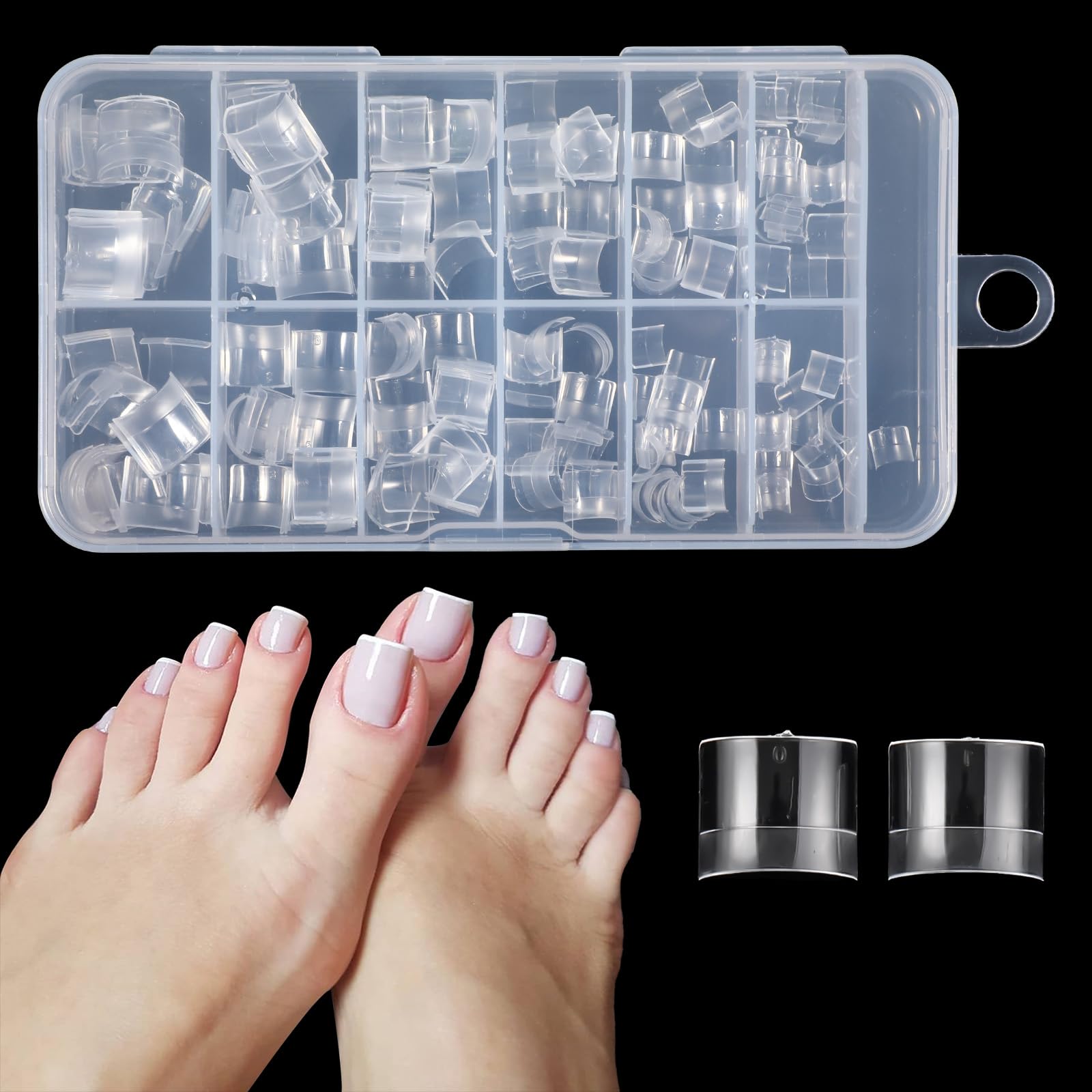240 PCS Toe Tips Gel X, Full Cover Press on Toenails, 12 Sizes