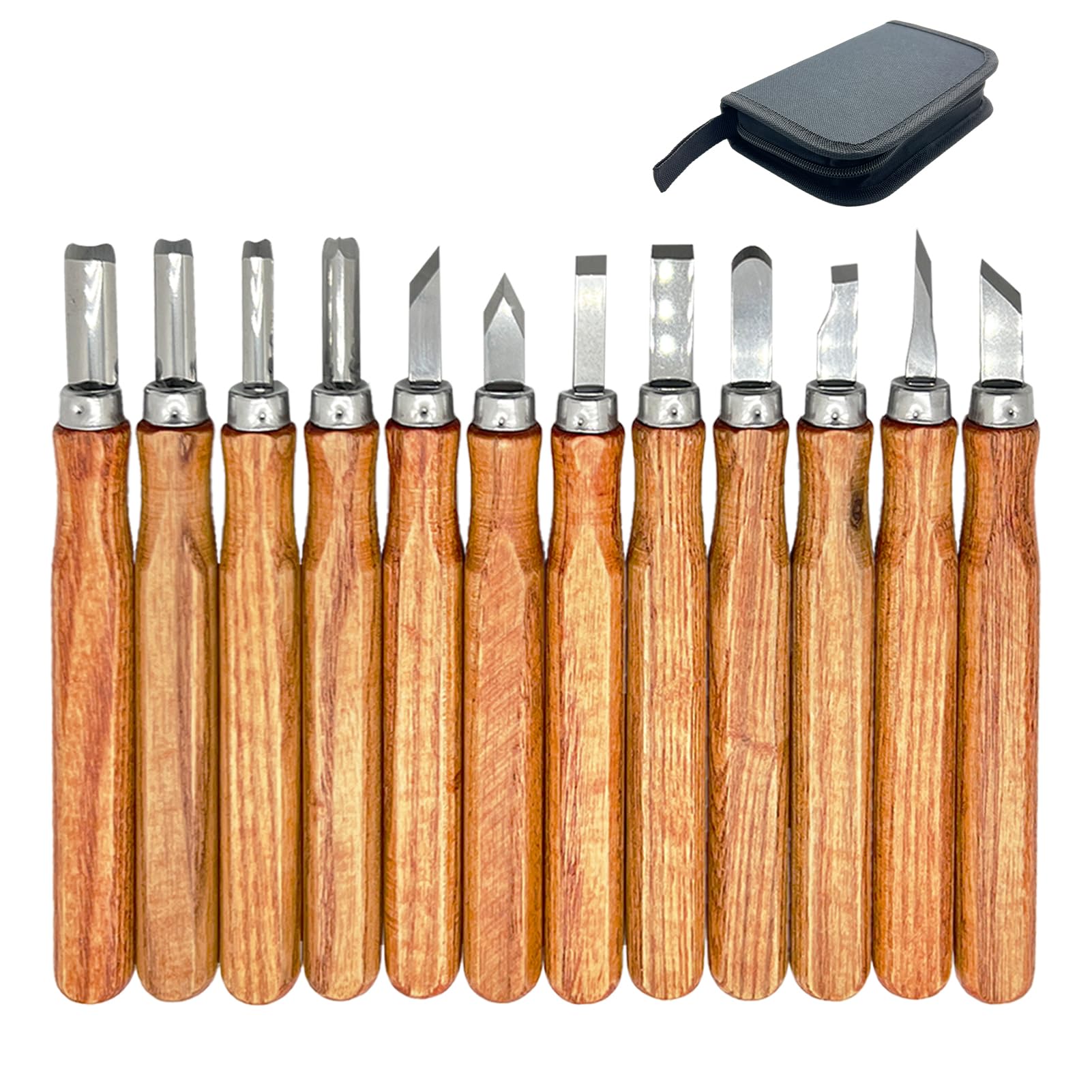 Professional 12Piece Wood Carving Tools Set for DIY Sculpting, Premium Carbon Steel Chisels with Ergonomic Handles Ideal for Artisans and Beginners