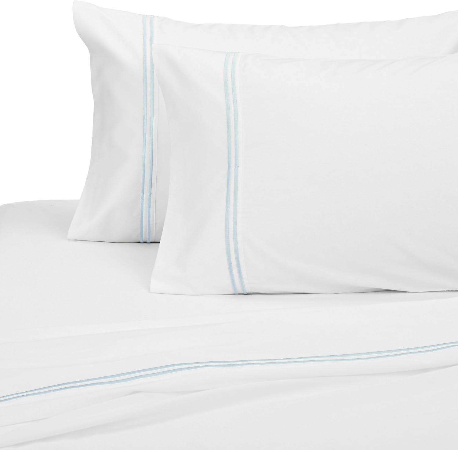 Amazon Brand – Pinzon 400-Thread-Count Egyptian Cotton Sateen Hotel Stitch Sheet Set - King, Silver Blue