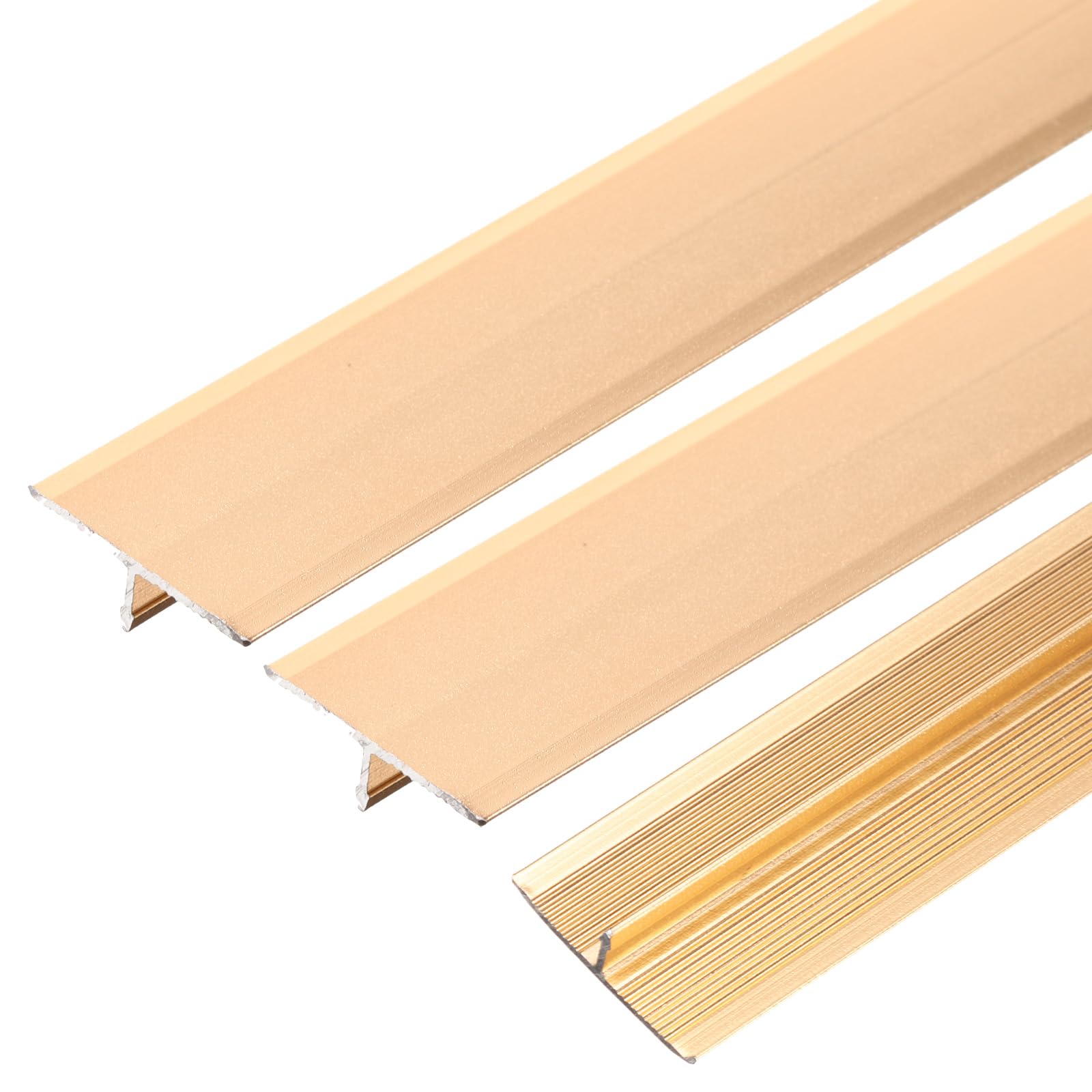 QUARKZMAN 3 Pz Moldura Transición Para Suelo Aluminio En Forma T, 0.8"x3 Pies Moldura Transición Para Puertas, Suelo Laminado, Unión Huecos Entre Tablillas Suelo Laminado, Color Dorado